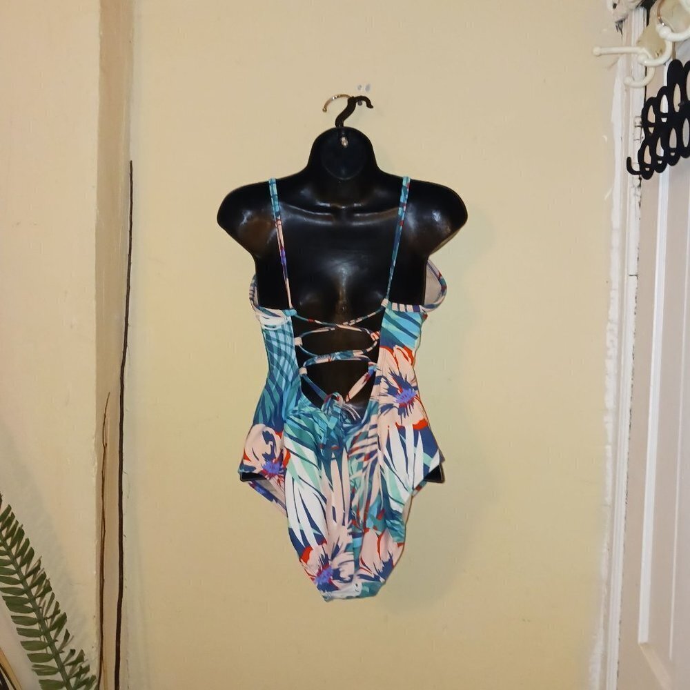 Kona Sol womens floral criss cross back closure one piece swim suit size… - Picture 3 of 9